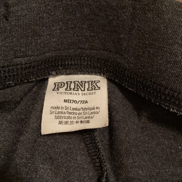 EUC Victoria's Secret PINK LOGO Yoga Pants Leggings Women’s Size M Charcoal Gray - Picture 5 of 9